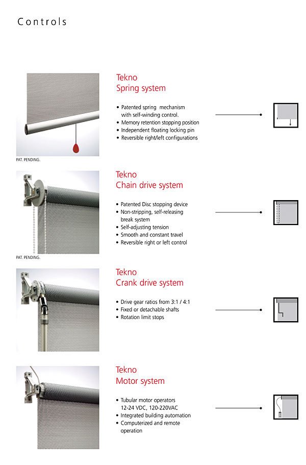 SUNPROJECT TEKNO ROLLER SHADE SYSTEM CONTROLS
