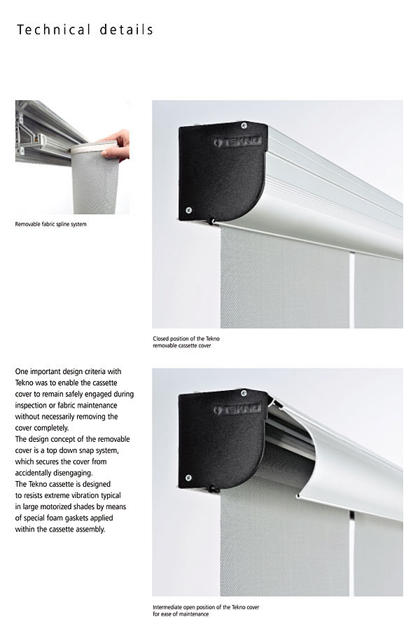 SUNPROJECT TEKNO ROLLER SHADE SYSTEM TECHNICAL DETAILS